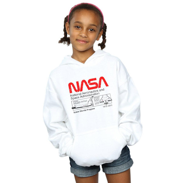 NASA Girls Classic Space Shuttle Hoodie 5-6 år Vit White 5-6 Years