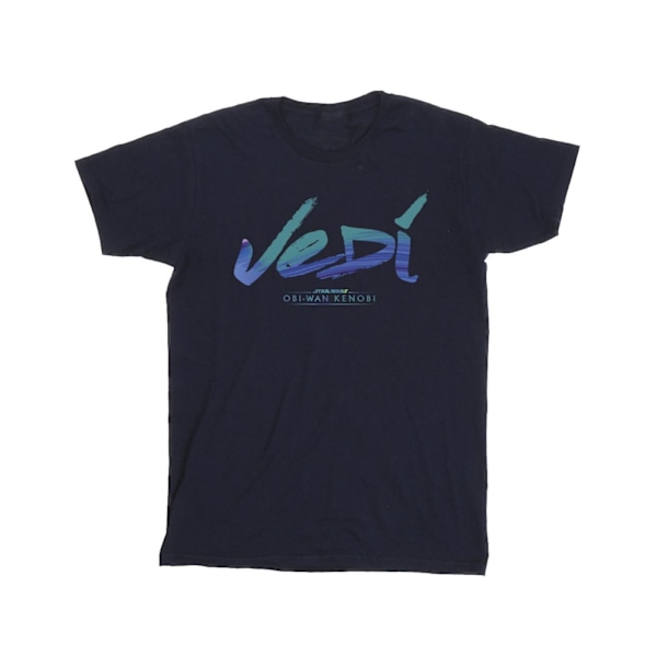 Star Wars flickor Obi-Wan Kenobi Jedi målad typsnitt bomull T-shirt Navy Blue 12-13 Years