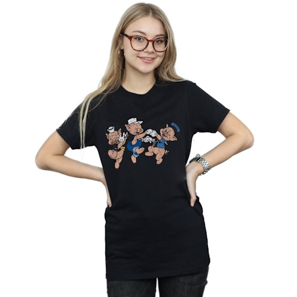 Disney Dam/Damer Tre Små Grisar Har Roligt Bomull Pojkvän Black 3XL