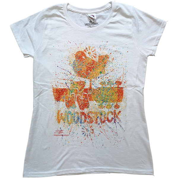 Woodstock Womens/Ladies Splattered Cotton T-Shirt M White White M
