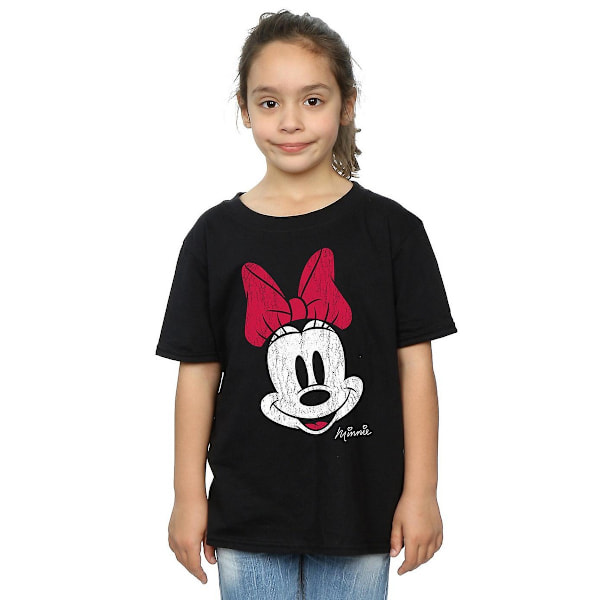 Disney Girls Minnie Mouse Face Bomull T-shirt 12-13 år Svart Black 12-13 Years