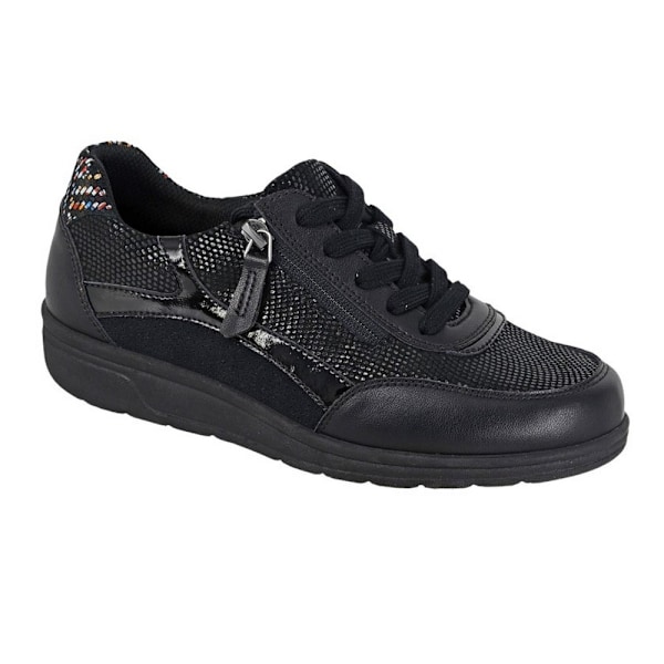 Boulevard Dam/Dam Läder Extra Bred Tränare 4 UK Extra Black 4 UK Extra Wide