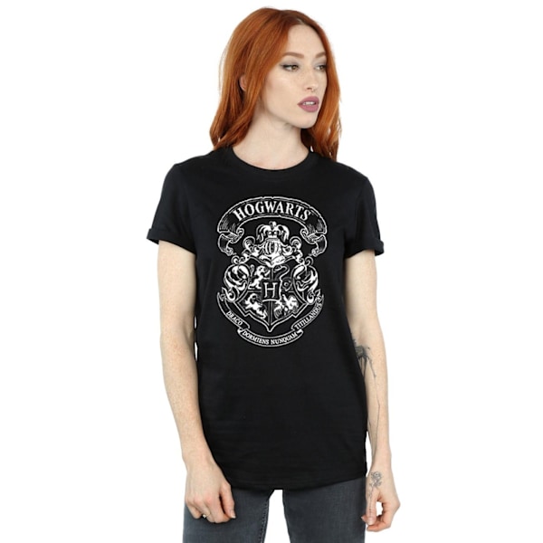 Harry Potter Dam/Damer Hogwarts Crest Bomull Boyfriend T-Sh Black M