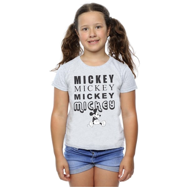 Disney Girls Mickey Mouse Sitting Bomull T-shirt 7-8 År Sports Grey Sports Grey 7-8 Years