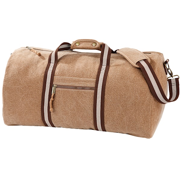 Quadra Vintage Canvas Holdall Duffelväska - 45 Liter (2-pack) Sahara One Size