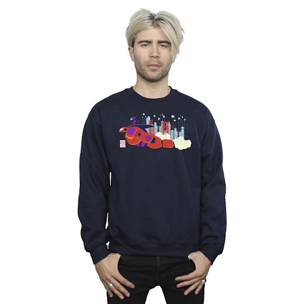 Disney Herr Big Hero 6 Baymax Hiro Bridge Sweatshirt 4XL Marinblå B Navy Blue 4XL