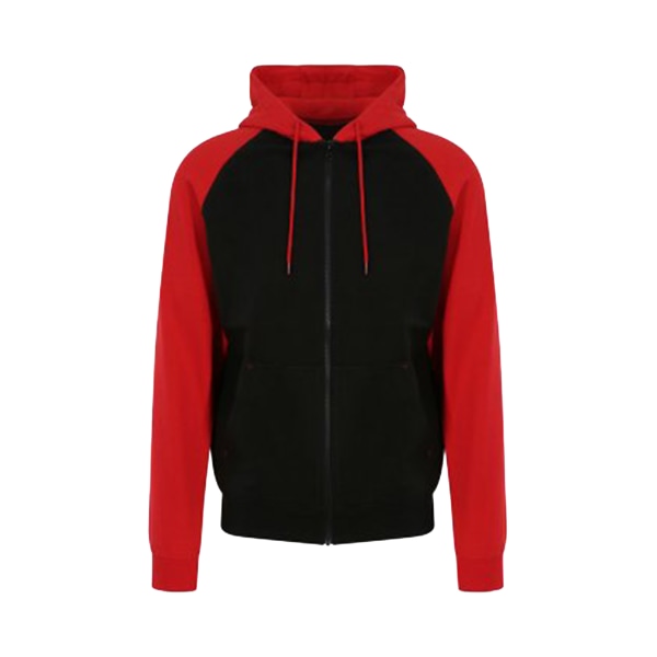 AWDis Just Hoods Herr Baseball Zoodie L Jet Black/Fire Red Jet Black/Fire Red L