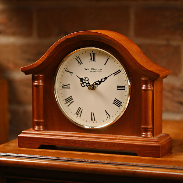 Wm.Widdop Broken Arch Mantel Clock Silver Bezel Walnut One Size Walnut wood One Size