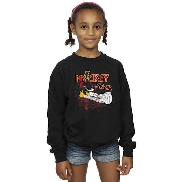 Disney Girls Mickey Mouse Smash Guitar Rock Sweatshirt 12-13 år Black 12-13 Years