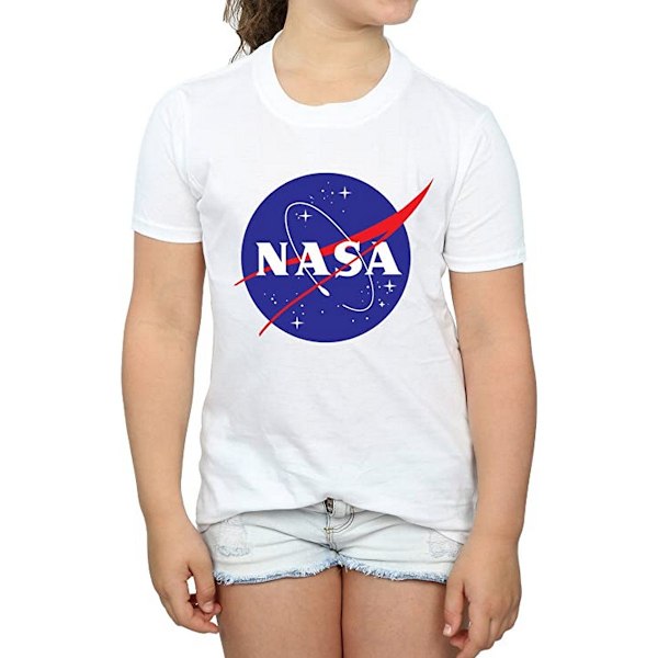 NASA Girls Insignia Logo Bomull T-shirt 7-8 år Vit White 7-8 Years