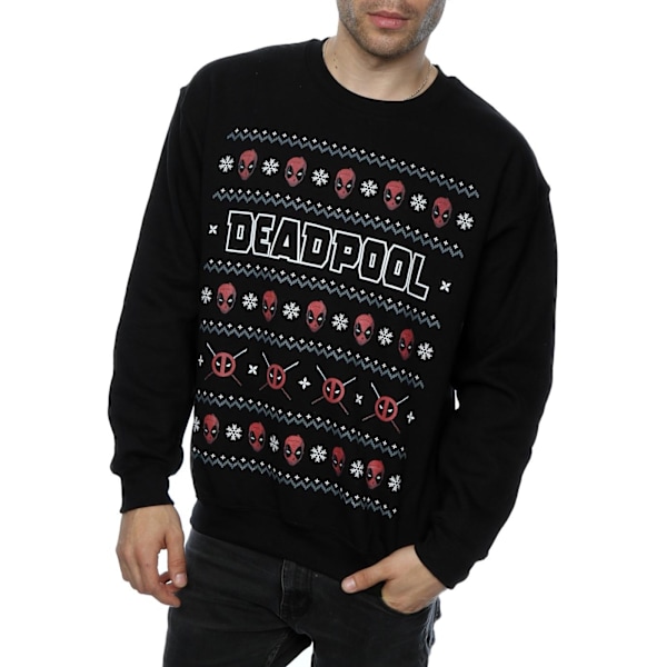 Marvel Herr Deadpool Logo Jultröja XL Svart Black XL