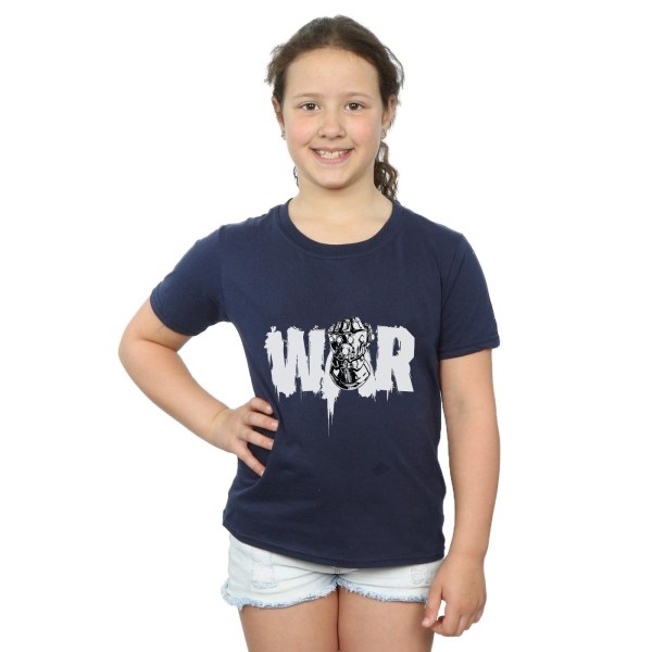 Marvel Girls Avengers Infinity War Fist Bomull T-shirt 7-8 år Navy Blue 7-8 Years
