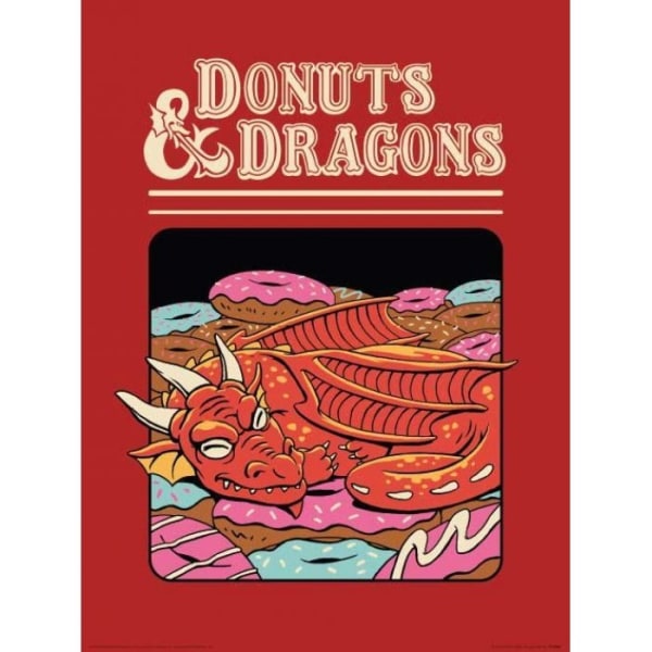 Vincent Trinidad Donuts And Dragons Affisch 30cm x 40cm Orange/B Orange/White/Black 30cm x 40cm