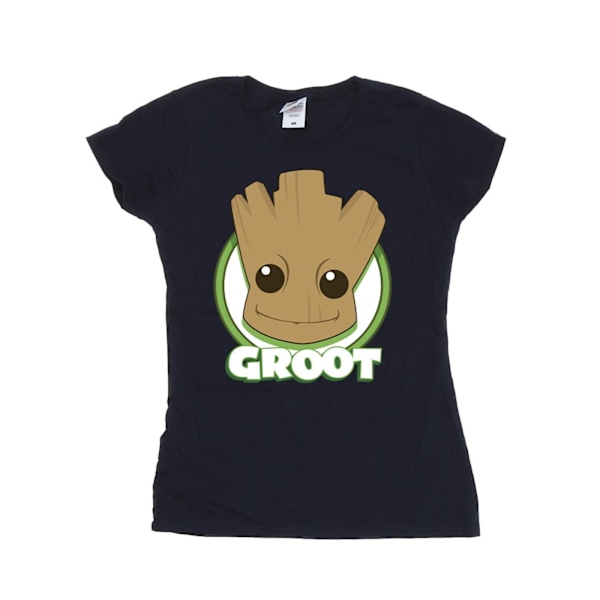 Guardians Of The Galaxy Dam/Kvinnor Groot Badge Bomull T-Shir Navy Blue XL