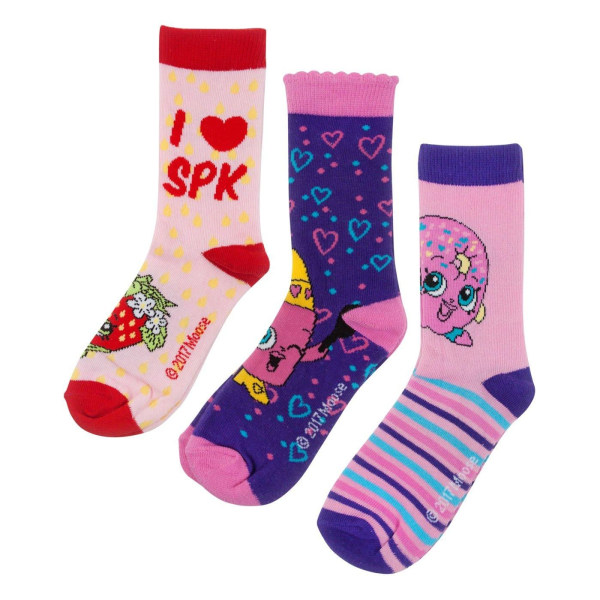 Shopkins Girls Socks Set (Pack med 3) 6 UK Child-8.5 UK Child Mu Multicoloured 6 UK Child-8.5 UK Child