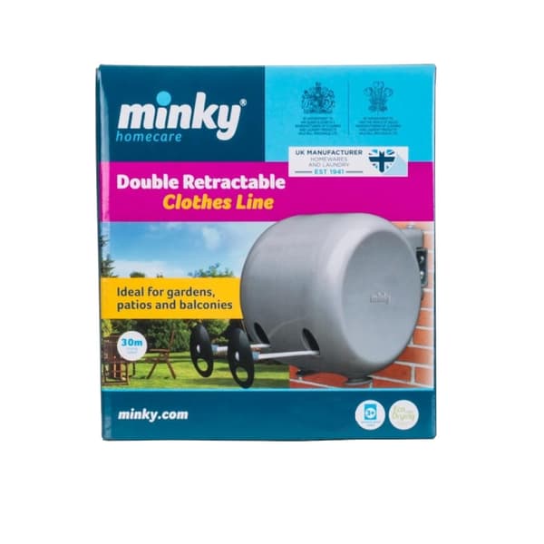 Minky Retractable Klädstreck 30m Vit White 30m