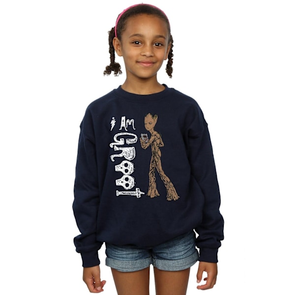 Avengers Infinity War Girls I Am Teenage Groot Sweatshirt 5-6 år Navy Blue 5-6 Years