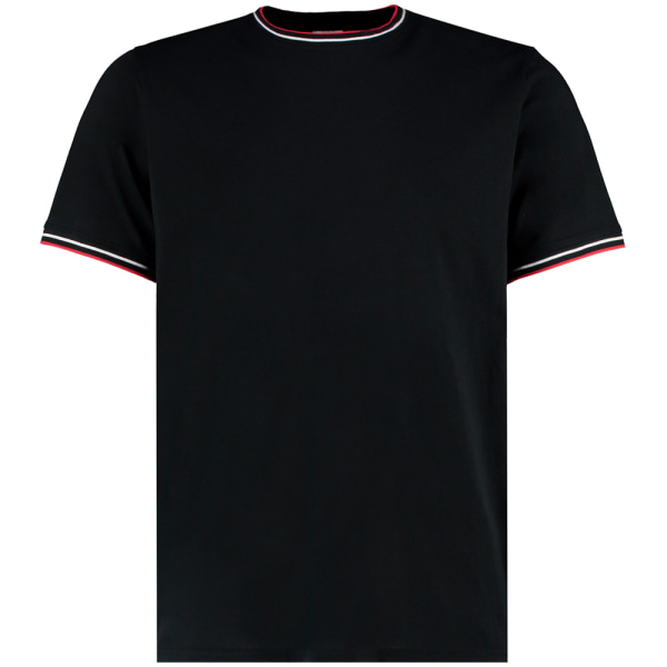 Kustom Kit Herr Fashion Fit Tippad T-shirt L Svart/Vit/Röd Black/White/Red L