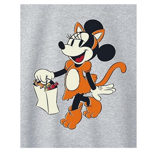 Disney Dam/Dam Cat Trick Or Treat Minnie Mouse Sweatshirt Sports Grey 4XL