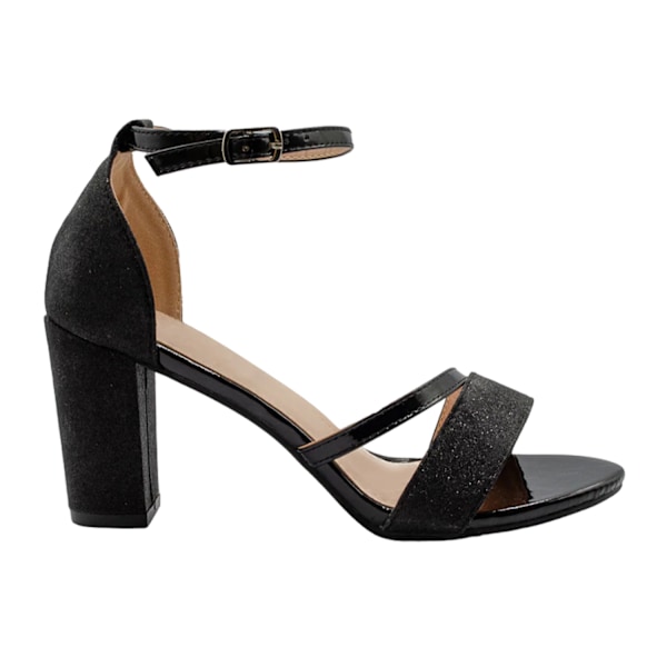 Where's That From Dam/Kvinnor Perla Rem Sandaler med Mellanhög Klack och Rem runt Ankeln Black 6 UK