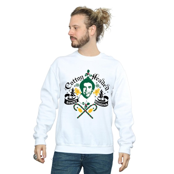 Elf Mens Headed Ninny Muggins Sweatshirt XXL Vit White XXL