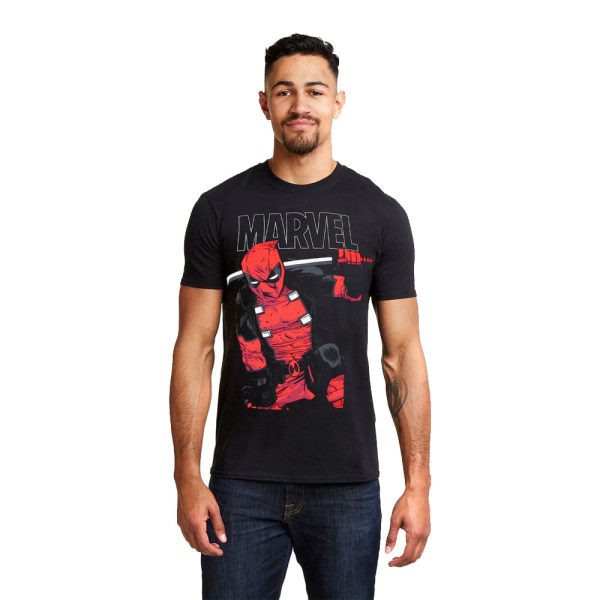 Deadpool Mens Sword T-Shirt S Svart/Röd Black/Red S