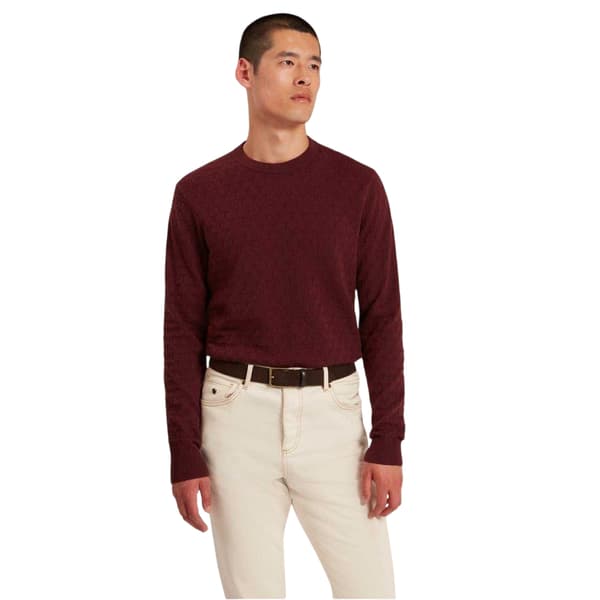 Ted Baker Herr Tröja Stickad Rundhalsad M Vinröd Maroon M