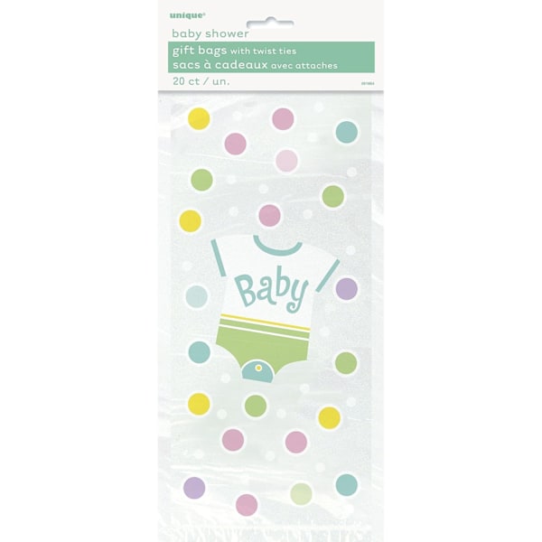 Unika prickiga cellofanpåsar för babyshower (20-pack) Green One Size