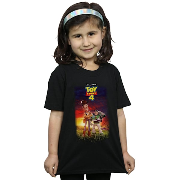 Disney Flickor Toy Story 4 Buzz Och Woody Poster Bomulls T-Shirt 5 Black 5-6 Years