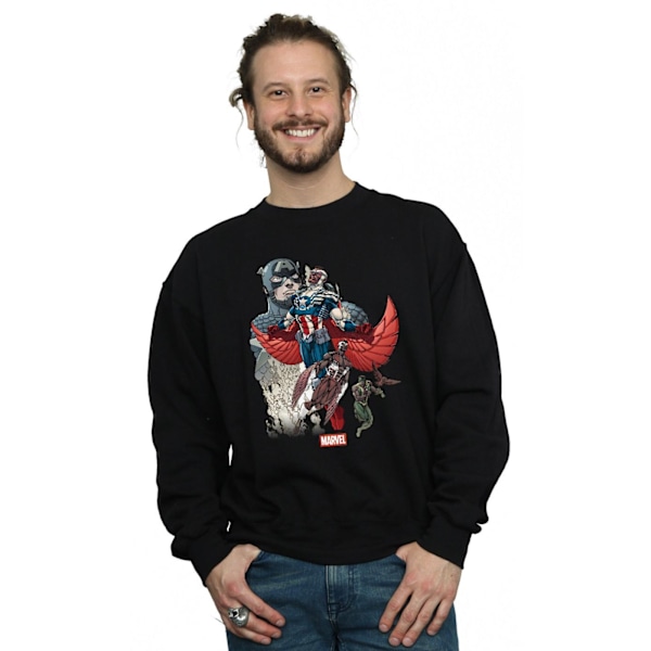 Marvel Herr Captain America Falcon Evolution Sweatshirt 3XL Svart Black 3XL