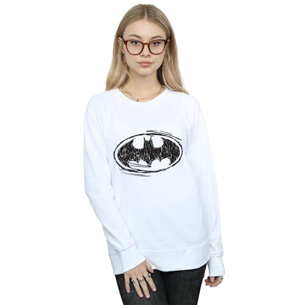 Batman Dam/Kvinnor Skiss Logotyp Sweatshirt M Vit White M