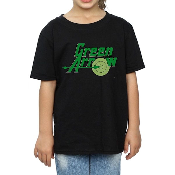 DC Comics Girls Green Arrow Text Logo Bomull T-shirt 9-11 år Black 9-11 Years