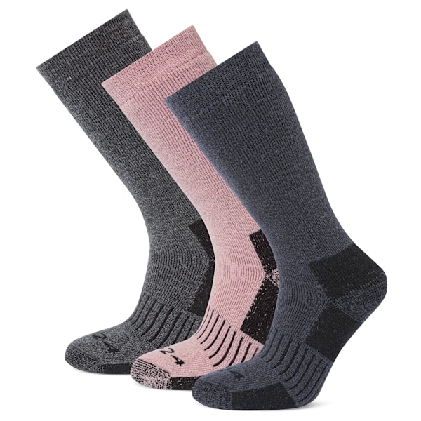 TOG24 Dam/Dam Villach Trekkingstrumpor (3-pack) 6 UK-8 U Dark Grey Marl/Faded Pink/Washed Bl 6 UK-8 UK