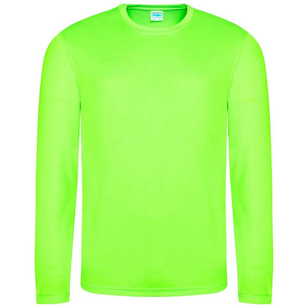 AWDis Cool Mens Moisture Wicking Long-Sleeved T-Shirt L Electri Electric Green L