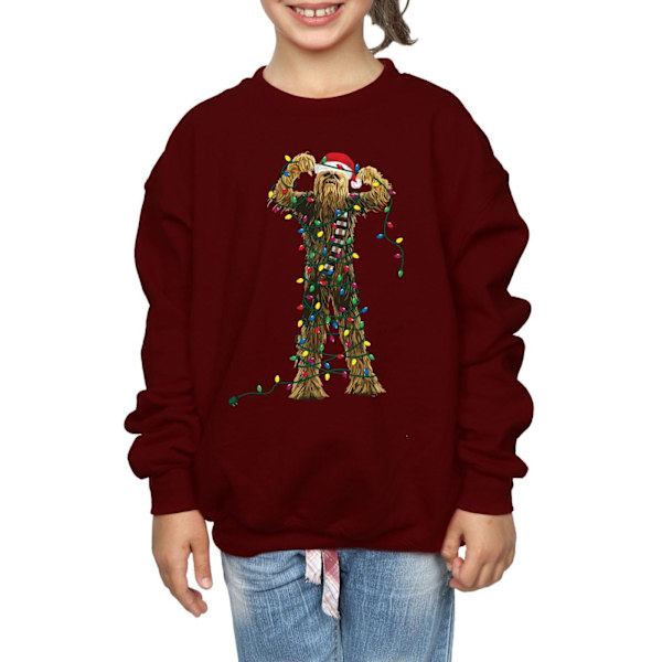 Star Wars Chewbacca Julbelysning Sweatshirt för flickor 12-13 år Burgundy 12-13 Years