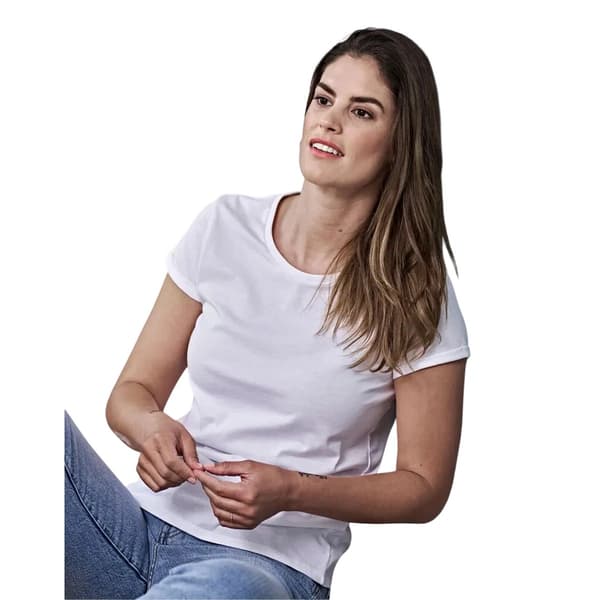 Tee Jays Dam/Dam Roll Sleeve Bomull T-shirt 2XL Vit White 2XL