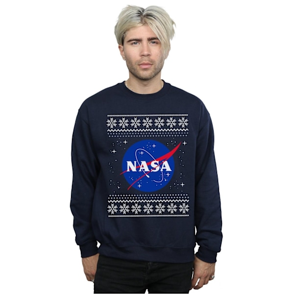 NASA Classic Fair Isle Sweatshirt för män 4XL Marinblå Navy Blue 4XL