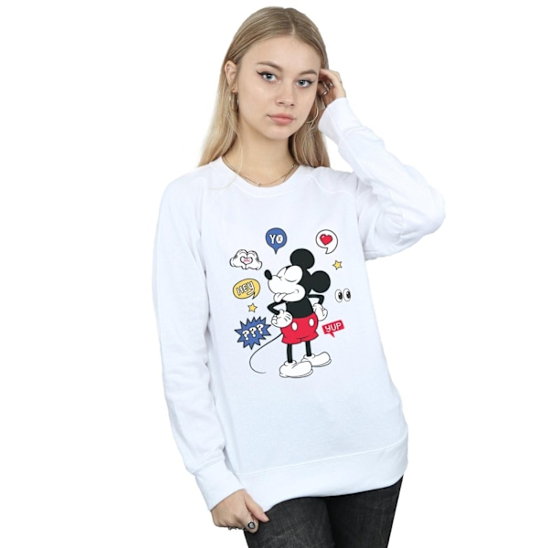 Disney Dam/Damer Mickey Mouse Tunga Ut Sweatshirt L Vit White L