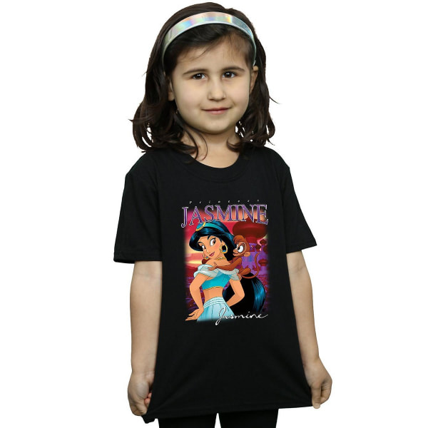 Aladdin Girls Jasmine Montage Cotton T-Shirt 7-8 Years Black Black 7-8 Years
