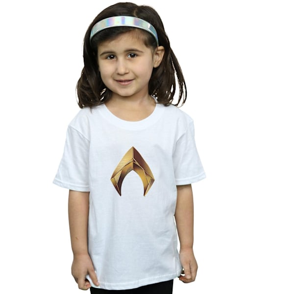 DC Comics Girls Aquaman Emblem Bomull T-shirt 5-6 år Vit White 5-6 Years