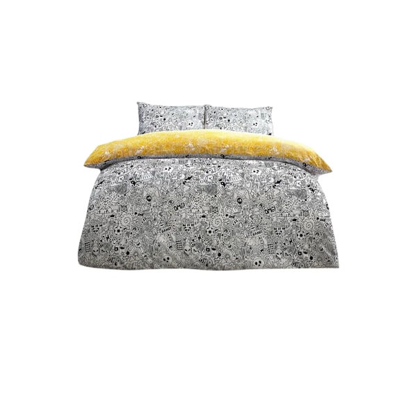 Style Lab Doodle Påslakan Set Dubbel Vit/Svart White/Black Double