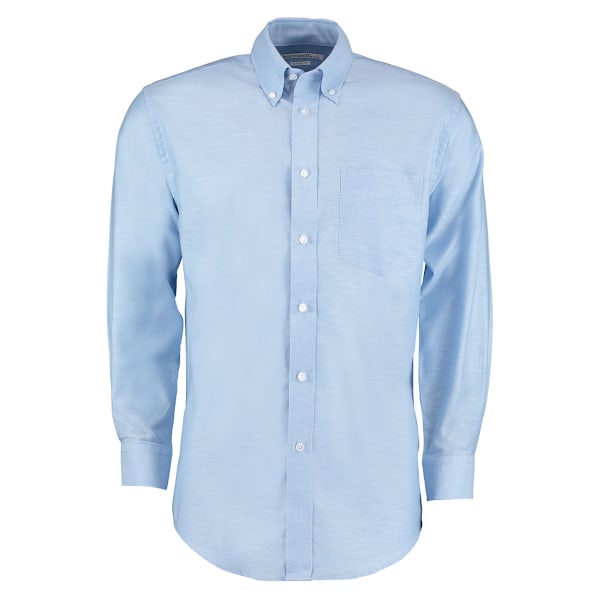 Kustom Kit Herr Workplace Långärmad Oxford Skjorta 13.5in Ljus Light Blue 13.5in