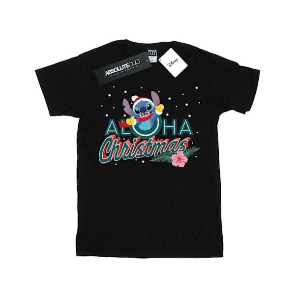 Disney Girls Lilo And Stitch Aloha Jul Bomull T-shirt 12- Black 12-13 Years