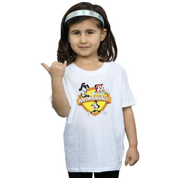 Animaniacs Girls Logo Crest Bomull T-shirt 12-13 år Vit White 12-13 Years