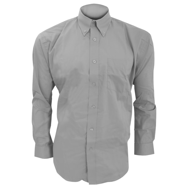 Kustom Kit Herr långärmad Oxford Shirt 13,5 tum Whi White 13.5inch