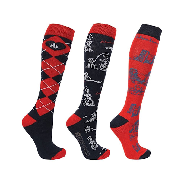 Thelwell Barn Socks för barn (3-pack) Red/Navy 12 UK Child-4 UK