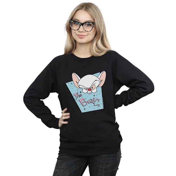 Animaniacs Dam/Kvinnor The Brain Mugshot Sweatshirt S Svart Black S