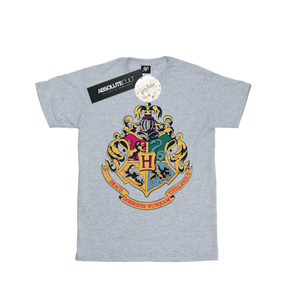 Harry Potter T-shirt med Hogwarts-vapen i guld, storlek 5XL, sportgrå Sports Grey 5XL
