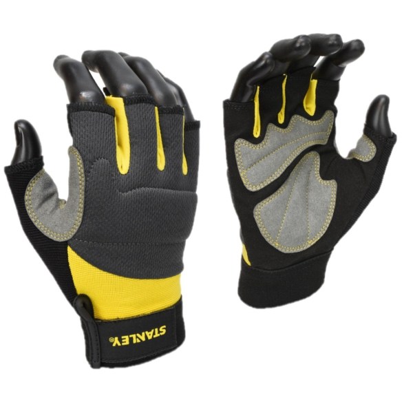 Stanley Unisex Adult Performance Fingerless Safety Gloves L Gre Grey/Black/Yellow L