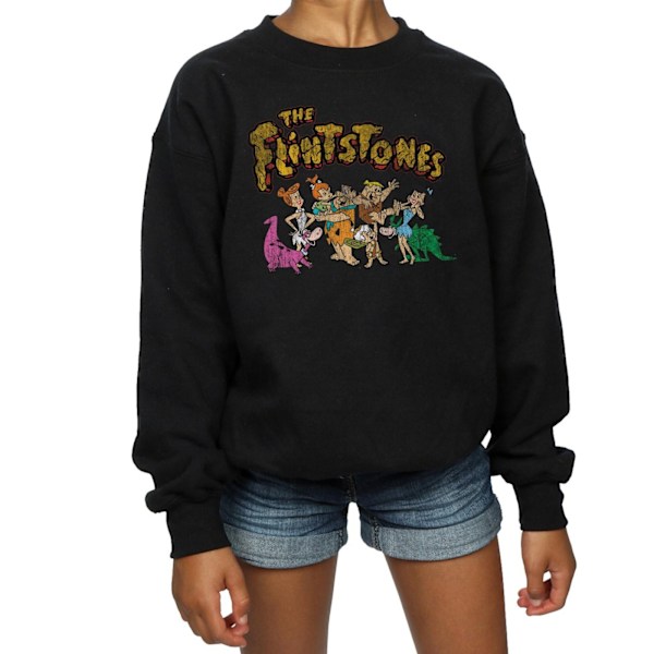 The Flintstones Girls Group Distressed Sweatshirt 7-8 år Bla Black 7-8 Years